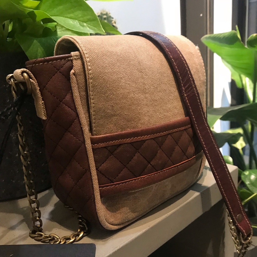 Leather and canvas saddle bag